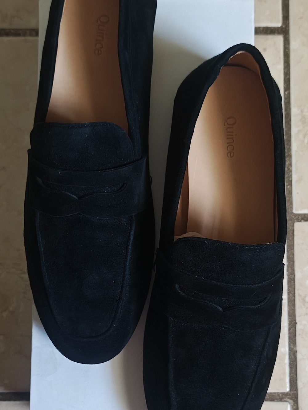 Quince Black Italian Suede Penny Loafers Size 7 - Picture 3 of 7
